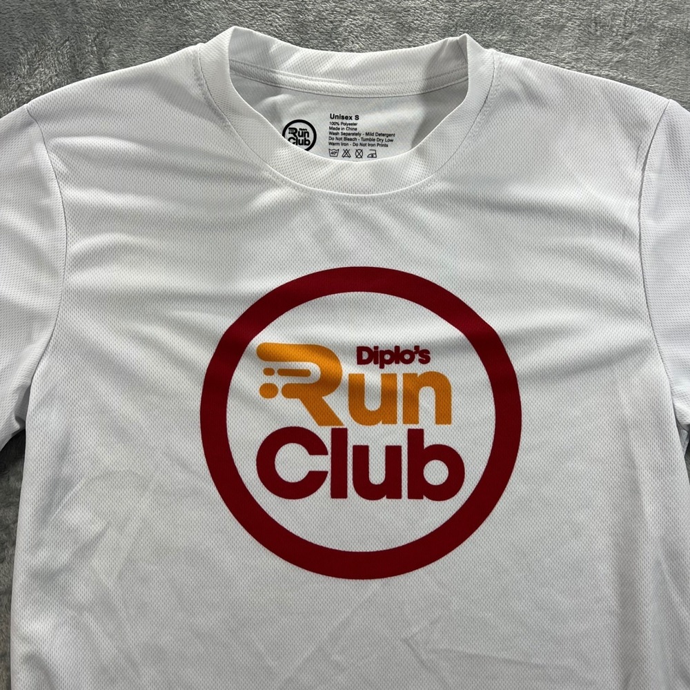 Diplo's Run Club T-Shirt Unisex Small White Graphic Athletic Tee Activewear